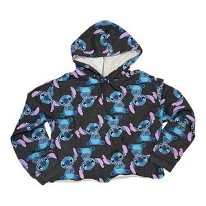 Disney Cropped Black Stitch Hoodie Kawaii Cartooncore Disneyland Disneybound